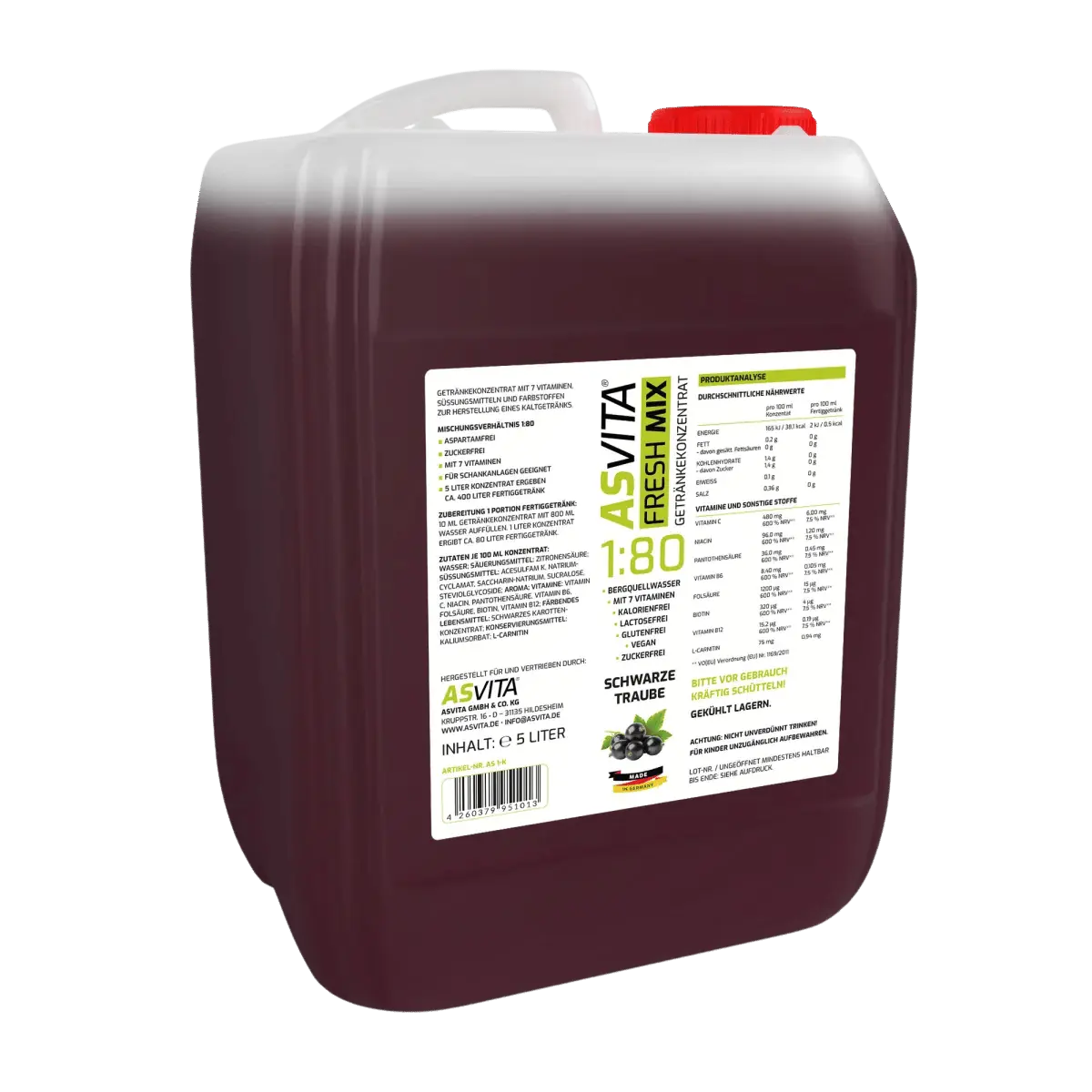ASVita Fresh Mix 1:80 Getränkekonzentrat 5 Liter