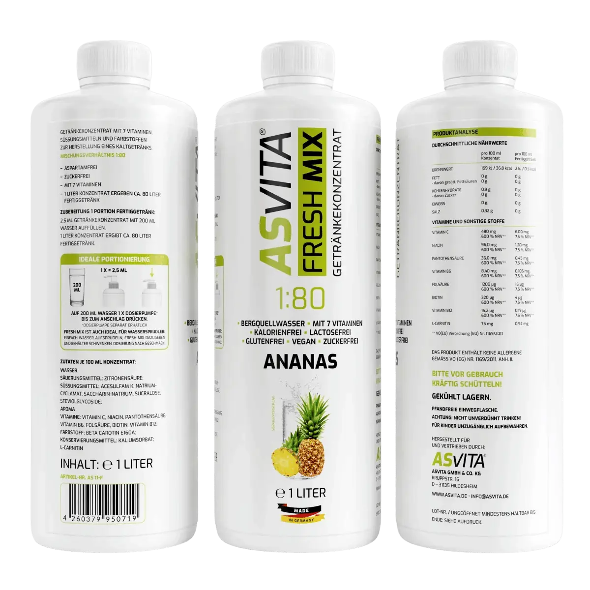 ASVita Fresh Mix 1:80 Getränkekonzentrat 1 Liter