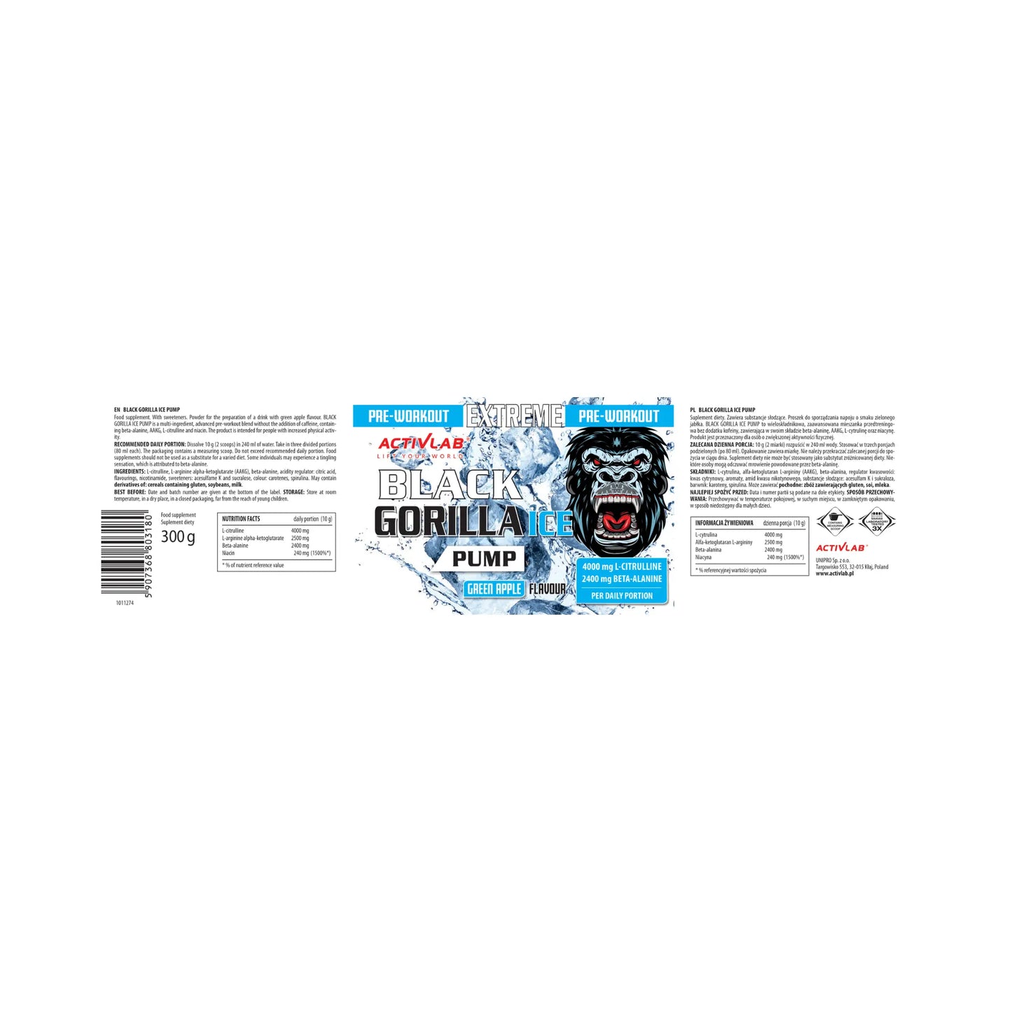 Activlab Black Gorilla Ice Pump Pre-Workout 300g