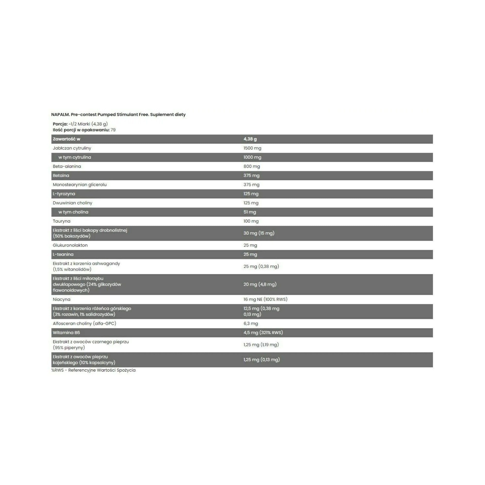 FA Nutrition Napalm PreContest PUMPED STIMFREE - 350g