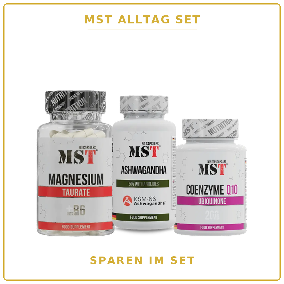 MST Alltag Set – Magnesium Taurat, Ashwagandha KSM-66® & Coenzym Q10