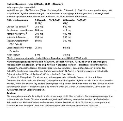 Nutrex Lipo 6 black 120 liquid caps