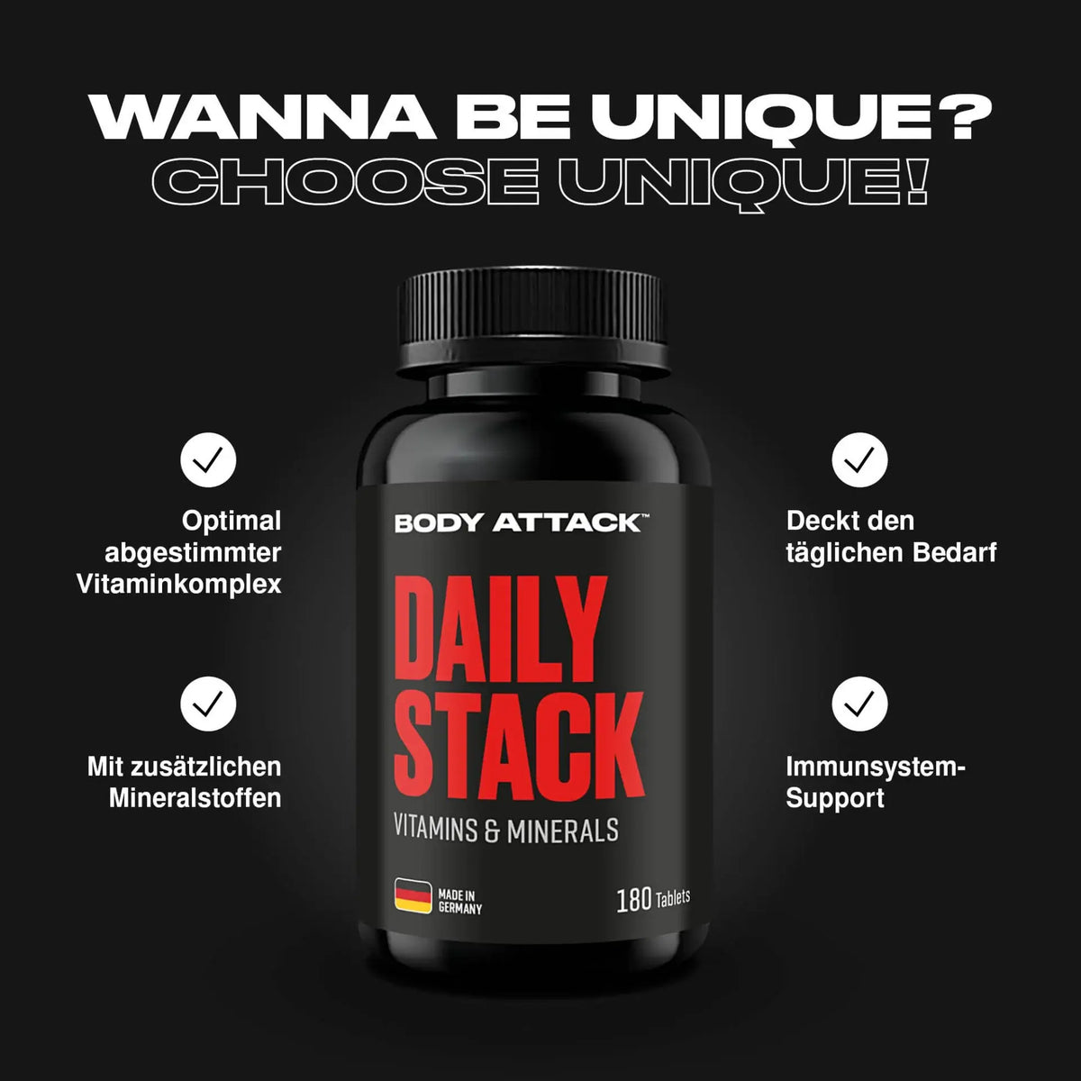 Body Attack Daily Stack Multivitamin 180 Tabletten