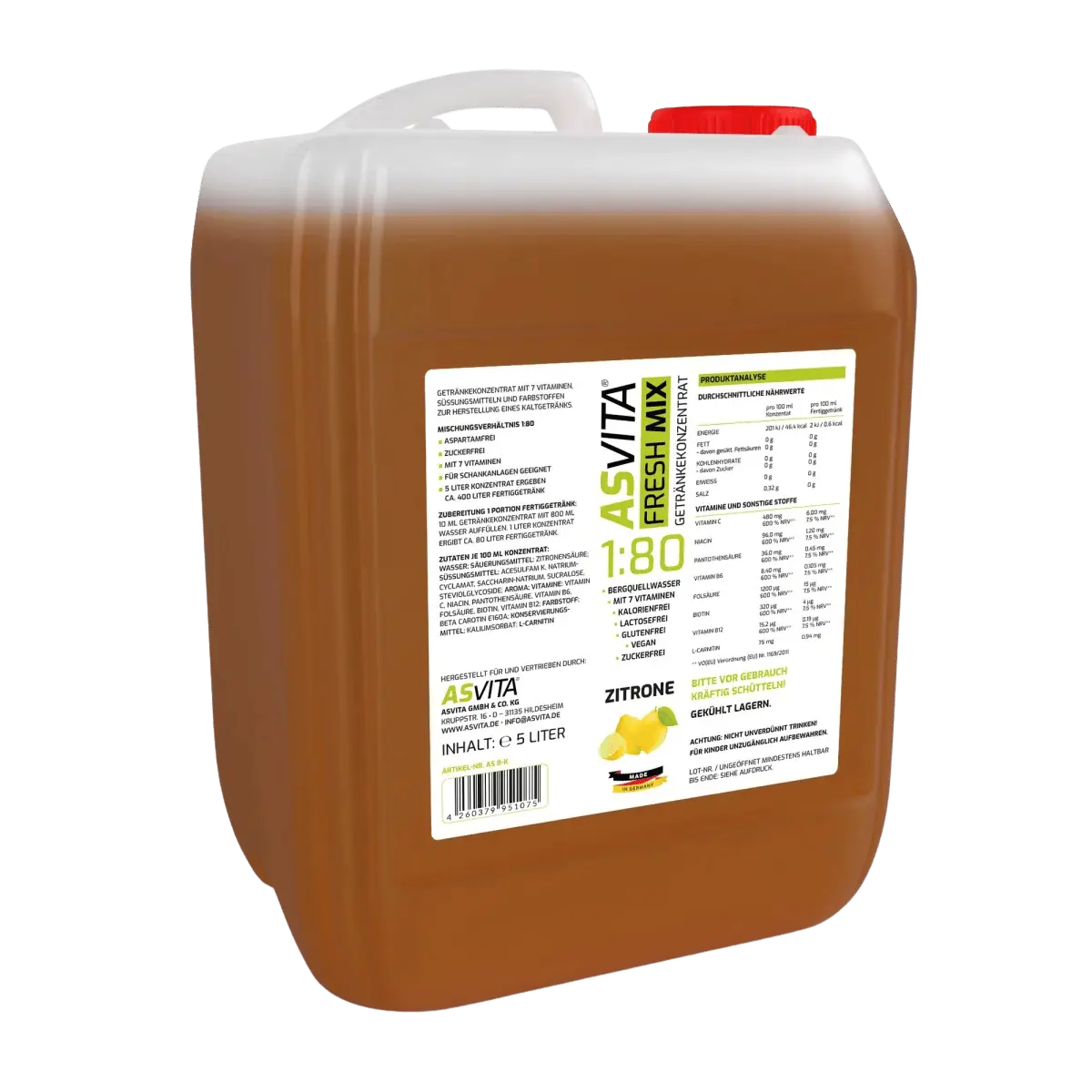 ASVita Fresh Mix 1:80 Getränkekonzentrat 5 Liter