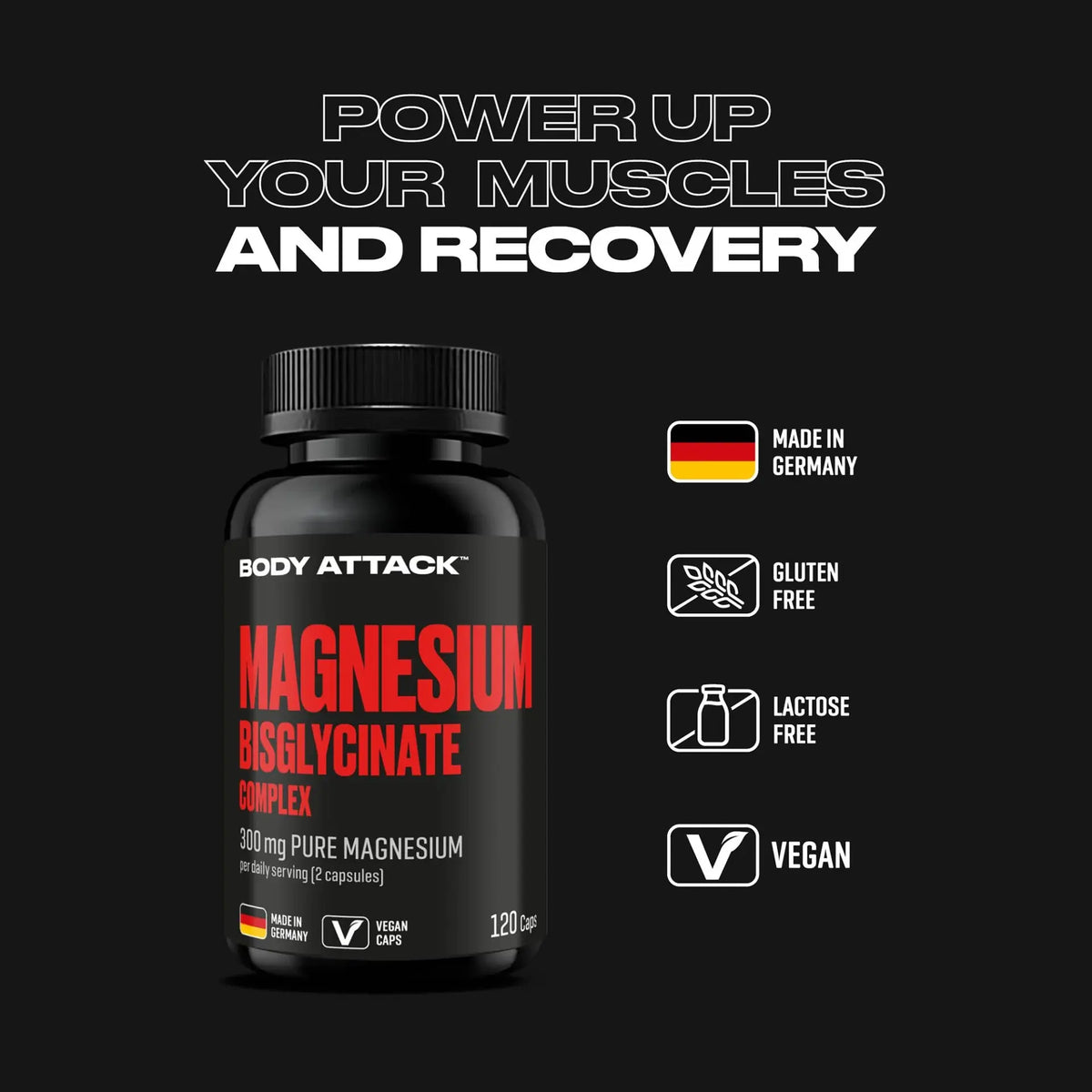 Body Attack Magnesium Bisglycinate Complex 120 Kapseln