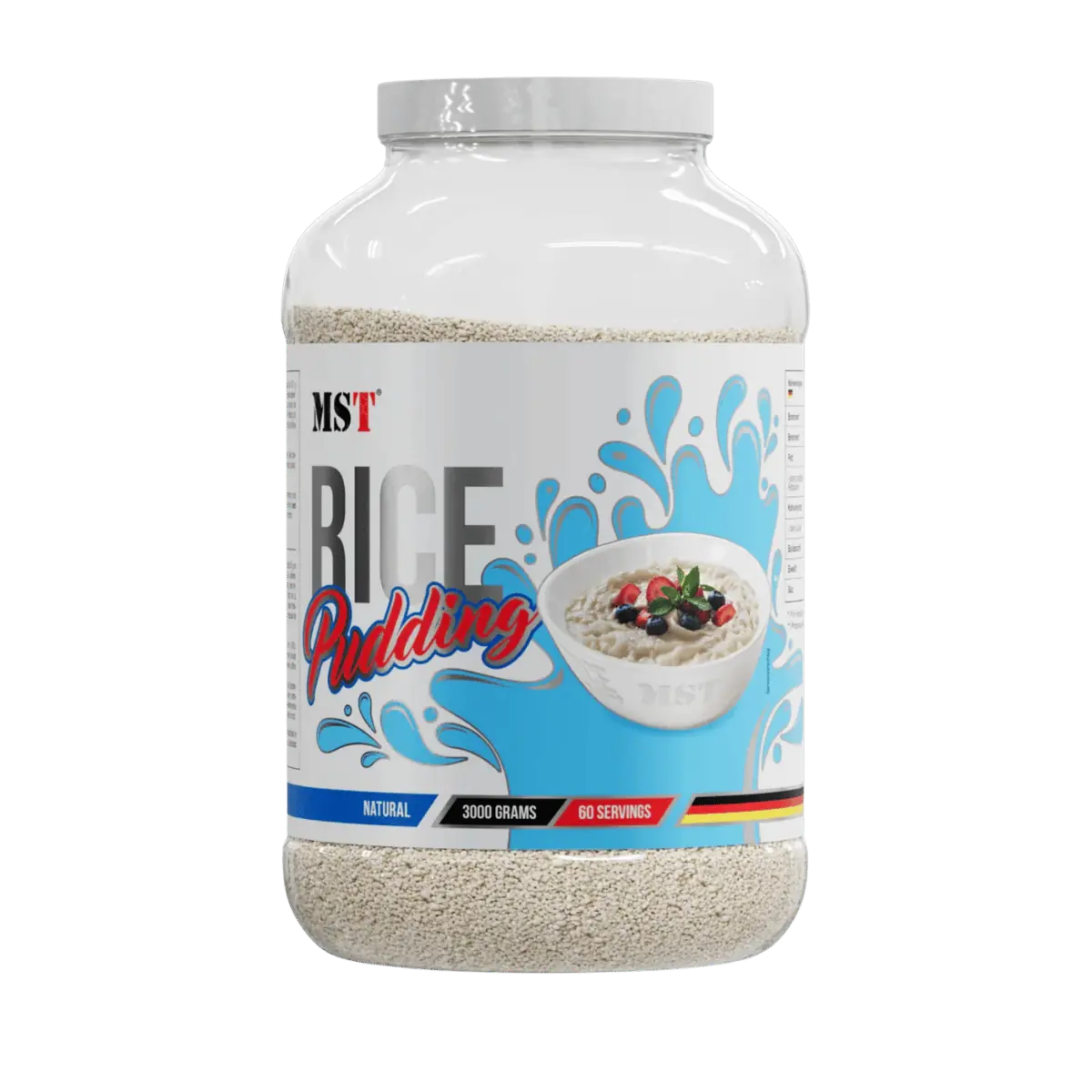 MST Rice Pudding – Dose mit 3000 g Reisflocken aus 100 % Reismehl, 60 Portionen