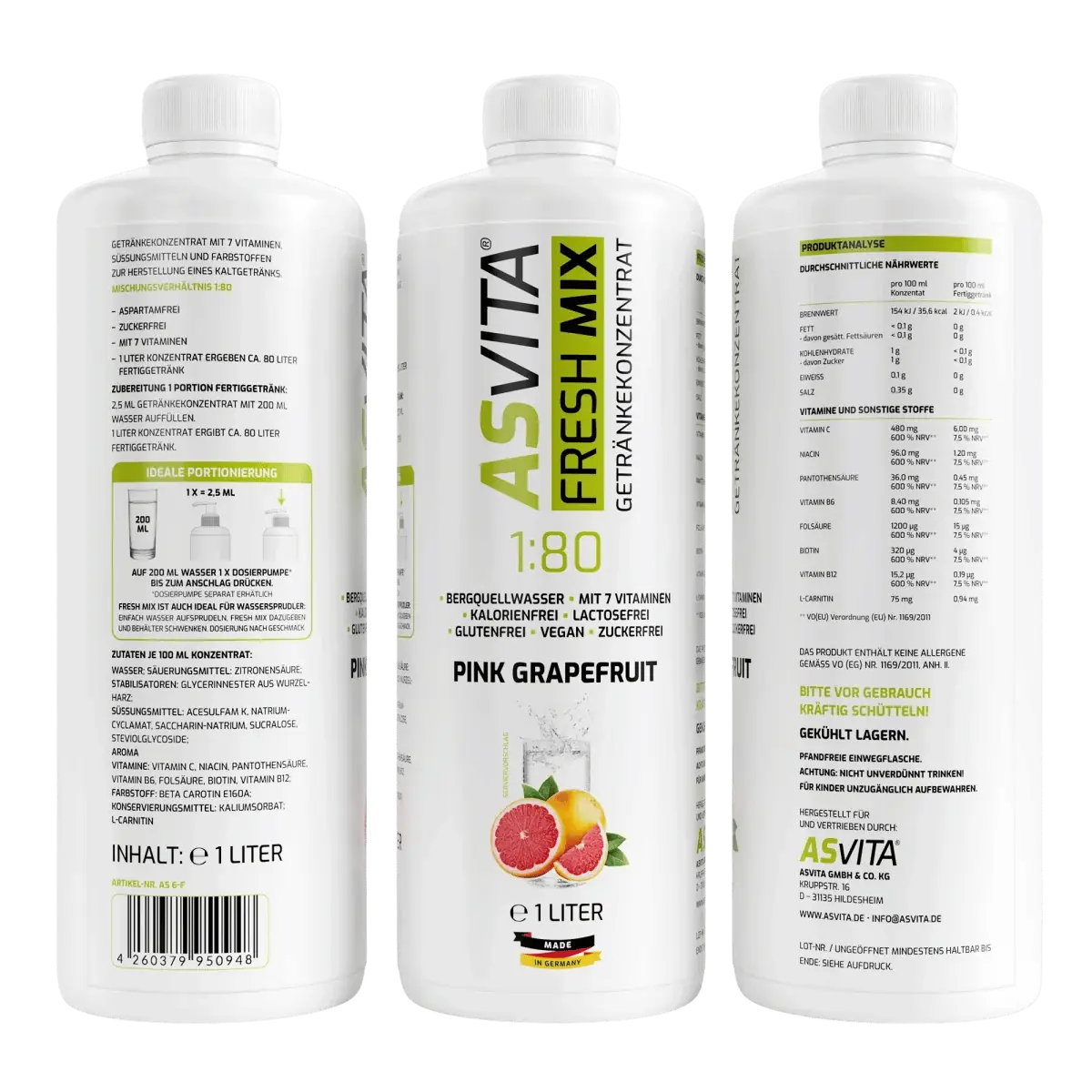 ASVita Fresh Mix 1:80 Getränkekonzentrat 1 Liter