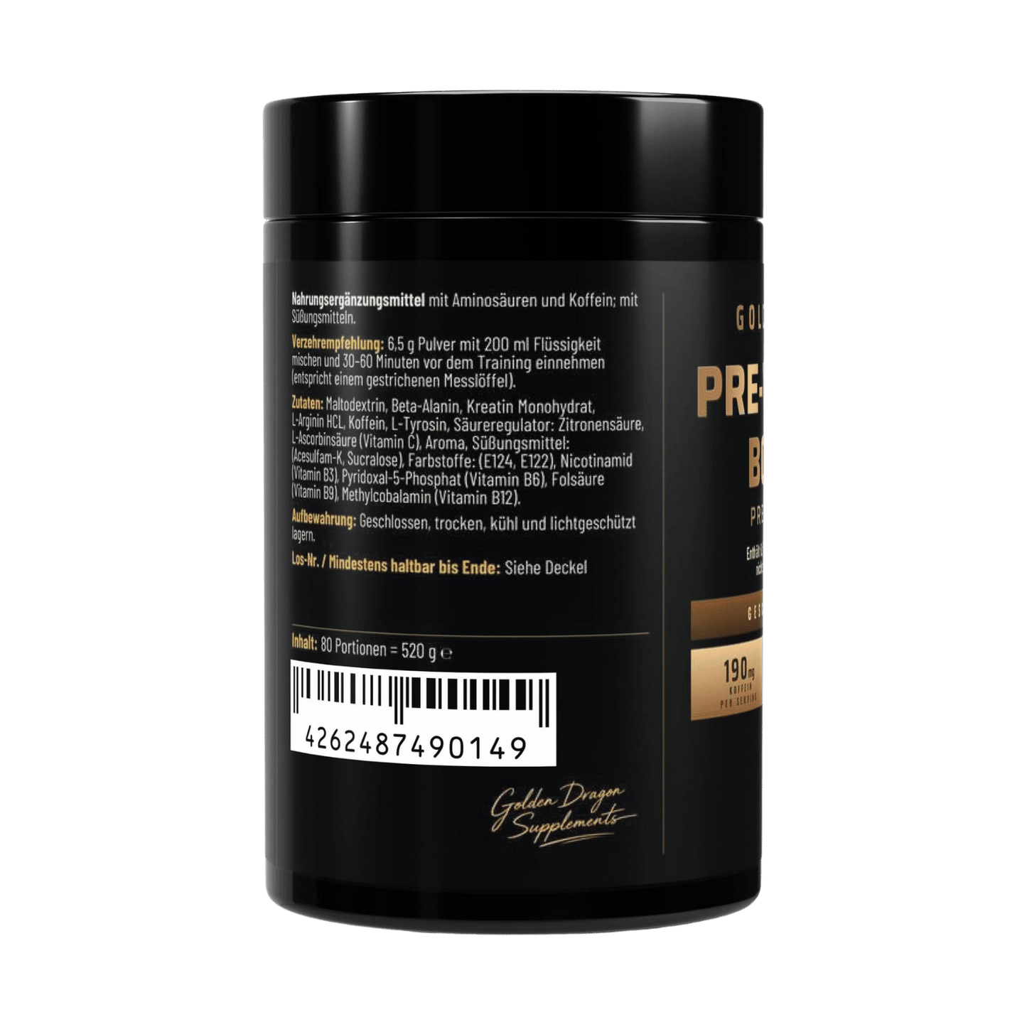 Golden Dragon Pre-Workout Booster Himbeere 520 g