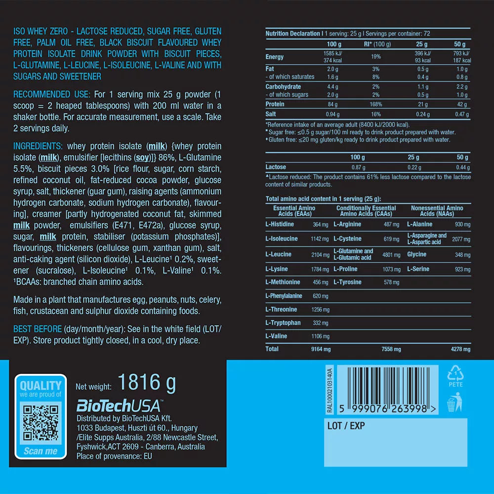 BioTech Iso Whey Zero 1816g