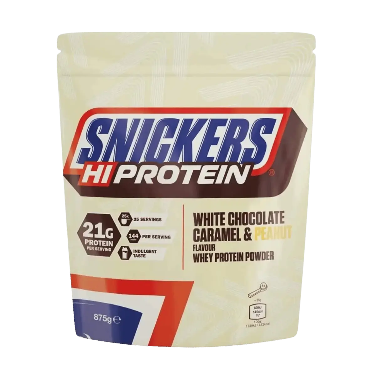 Snickers White Hi Protein Whey Protein Powder – White Chocolate, Caramel & Peanut