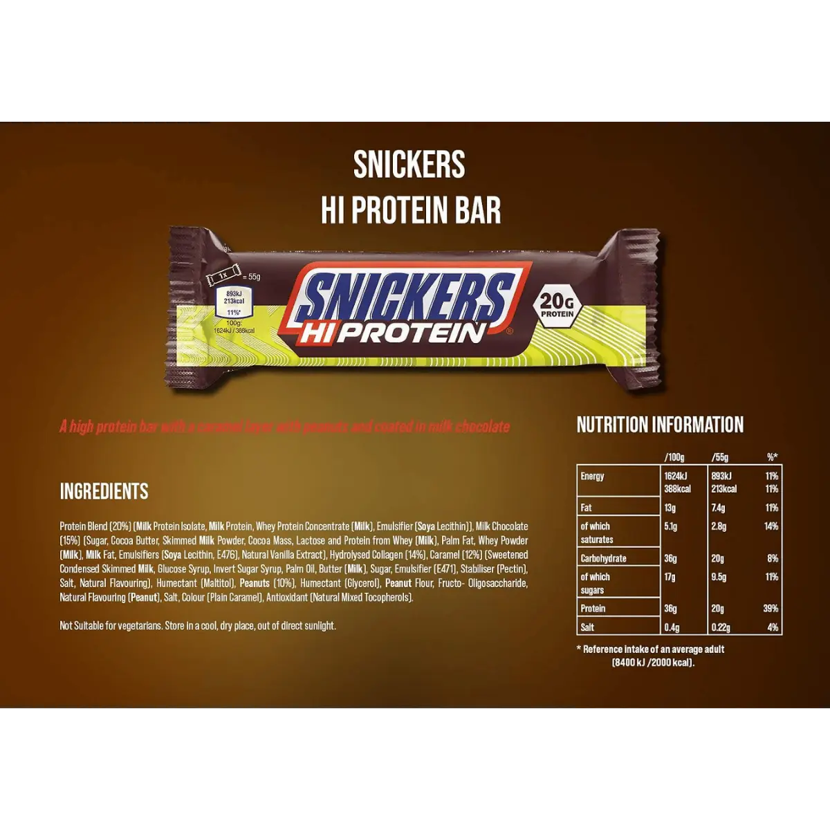 Snickers Hi Protein Bar – 12 × 55 g