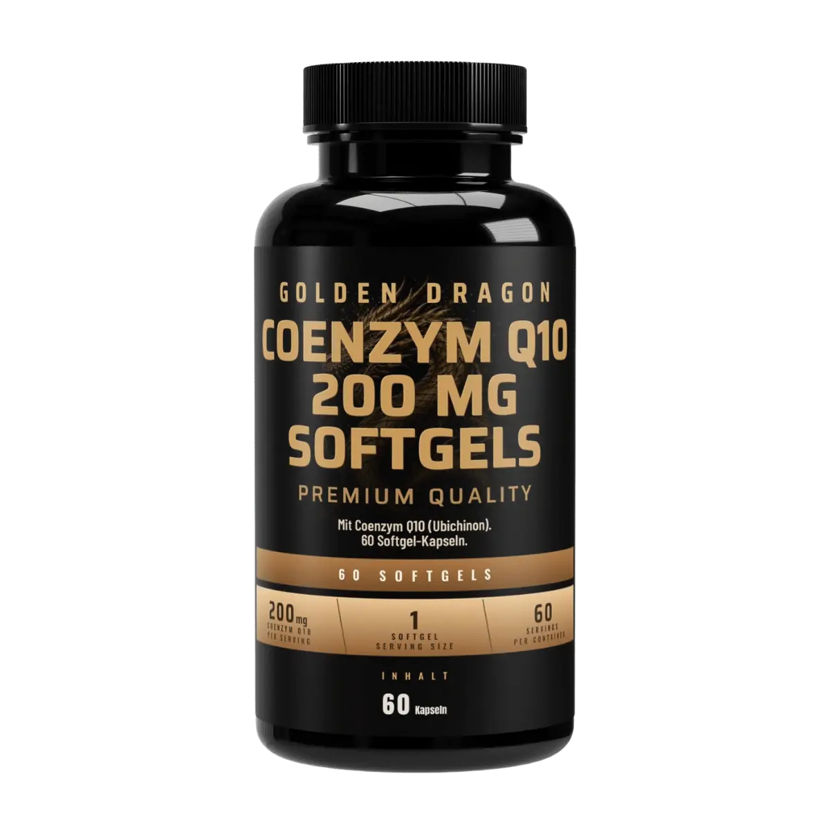Golden Dragon Coenzym Q10 200 mg – 60 Softgels, Vorderseite