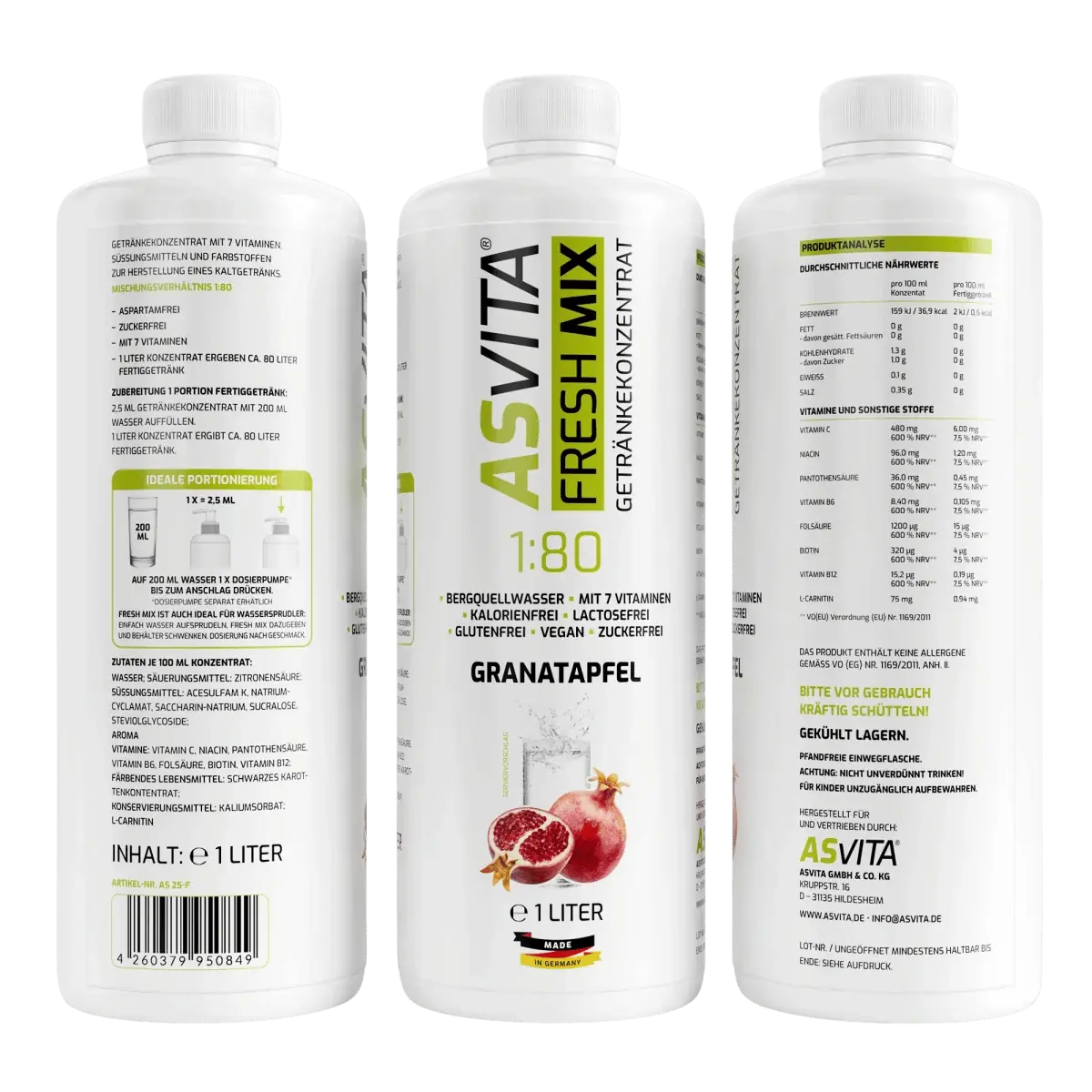 ASVita Fresh Mix 1:80 Getränkekonzentrat 1 Liter