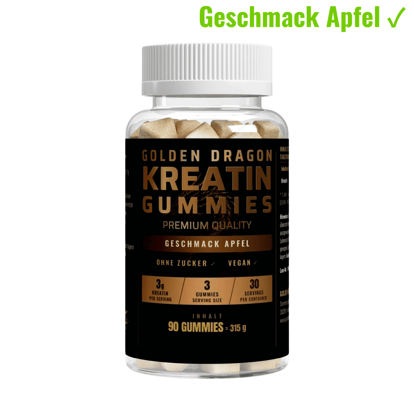 Golden Dragon Kreatin Gummies Apfel 90 Stück