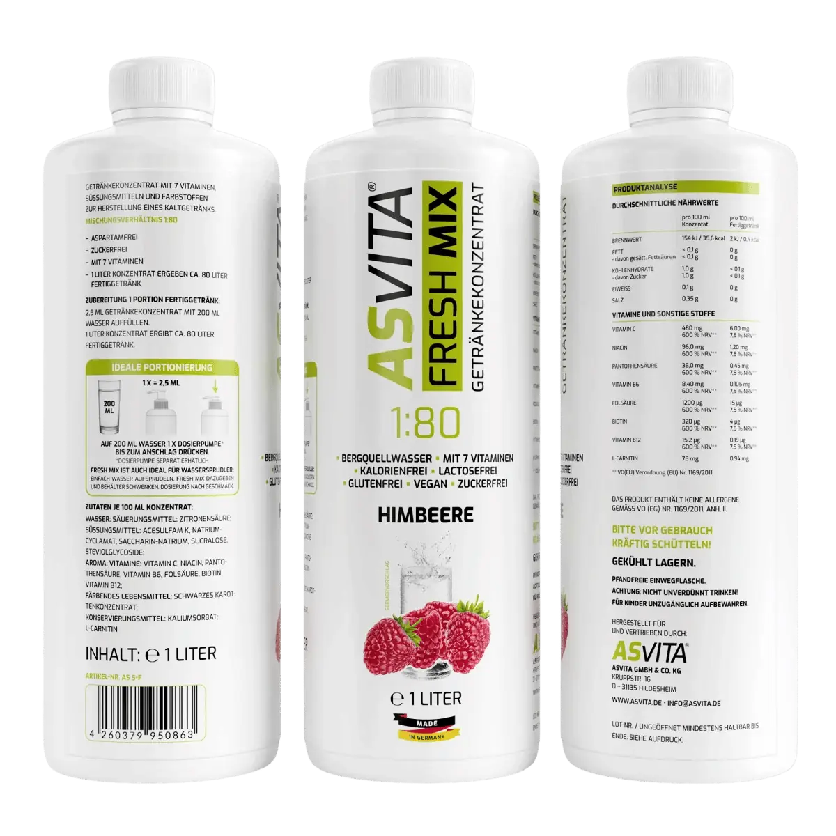 ASVita Fresh Mix 1:80 Getränkekonzentrat 1 Liter