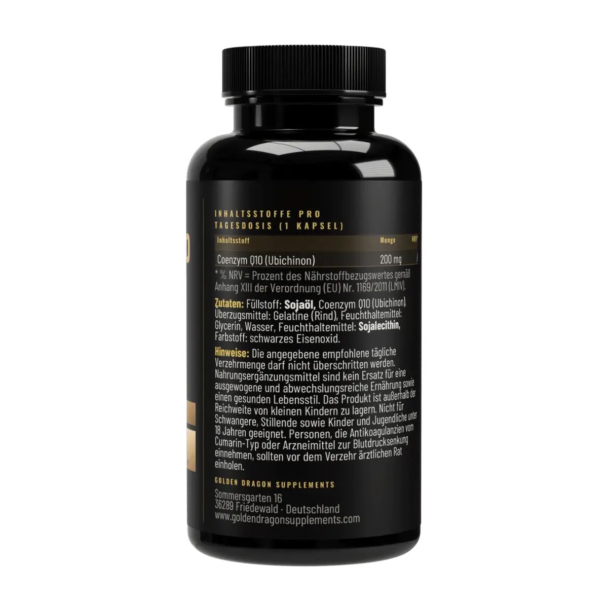 Golden Dragon Coenzym Q10 200 mg – Inhaltsstoffe, Zutaten und Hinweise