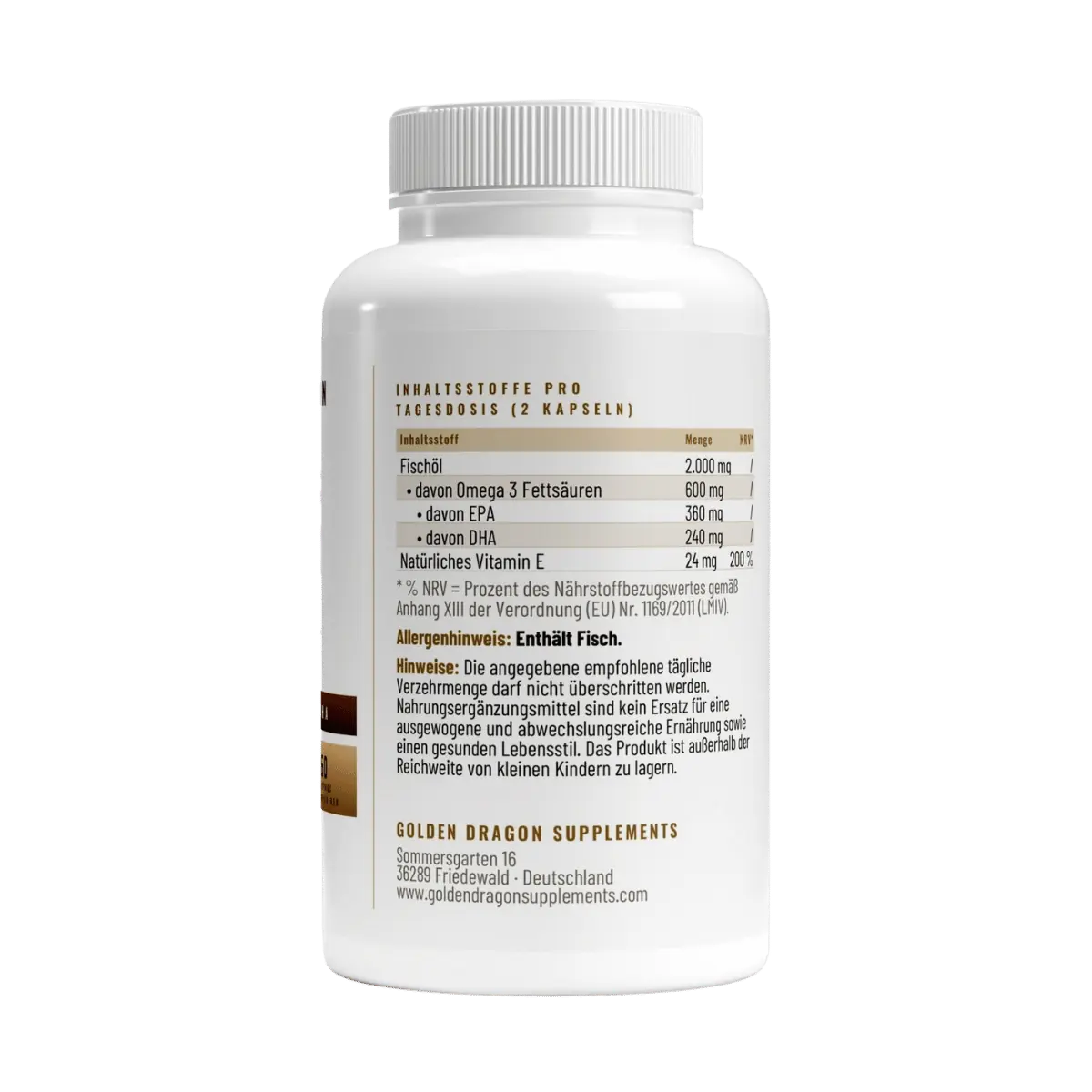 Golden Dragon Omega 3 Kapseln – Inhaltsstoffe pro Tagesdosis und Hinweise