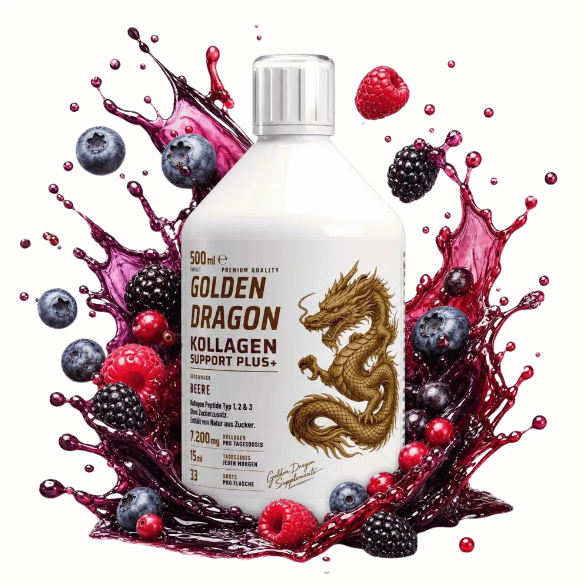 Golden Dragon Kollagen Support PLUS+ Shots – Beerengeschmack