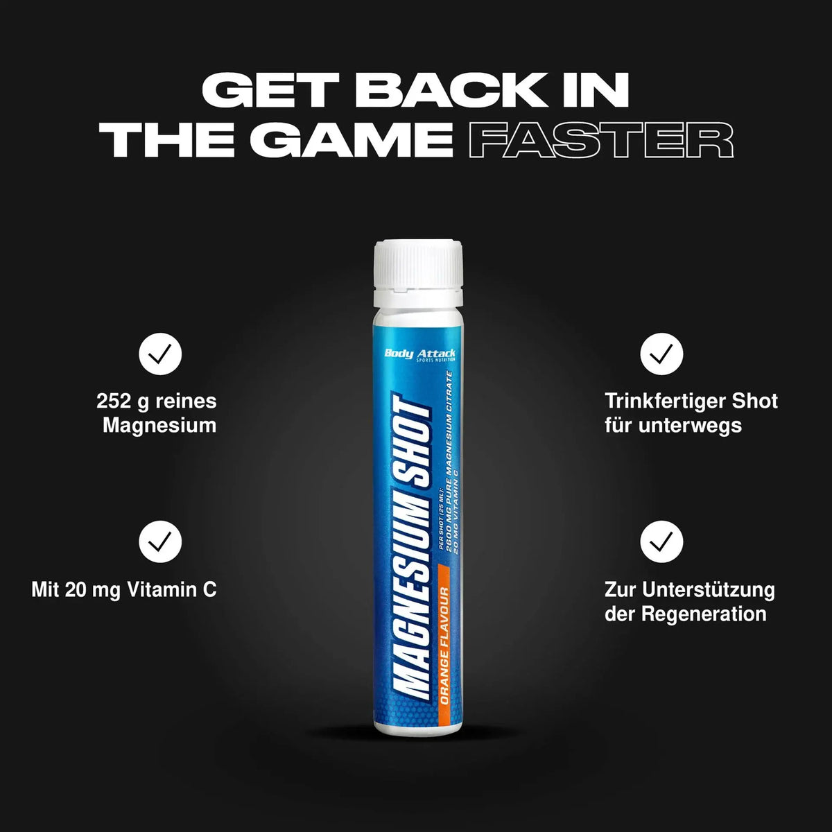 Body Attack Magnesium Shots 20 × 25 ml Orange