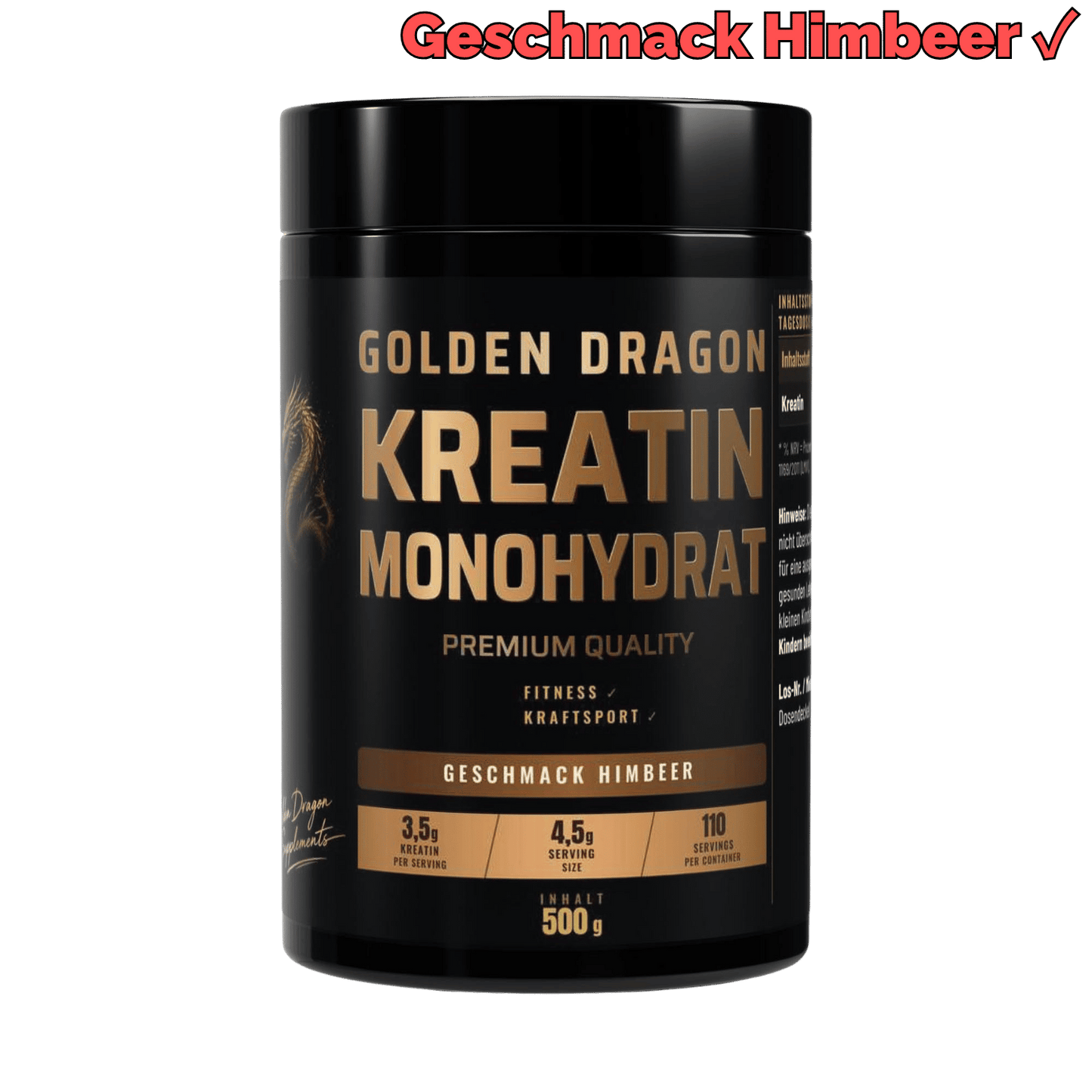 Golden Dragon Kreatin Monohydrat Himbeer 500 g