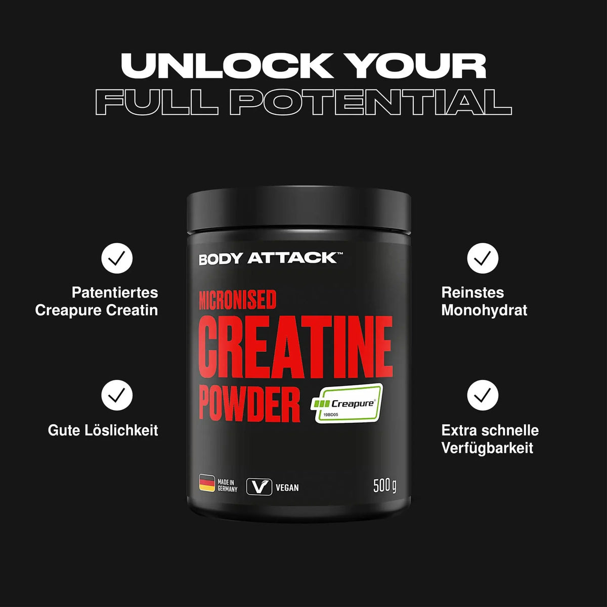 Body Attack Micronised Creatine Powder (Creapure®) 500 g