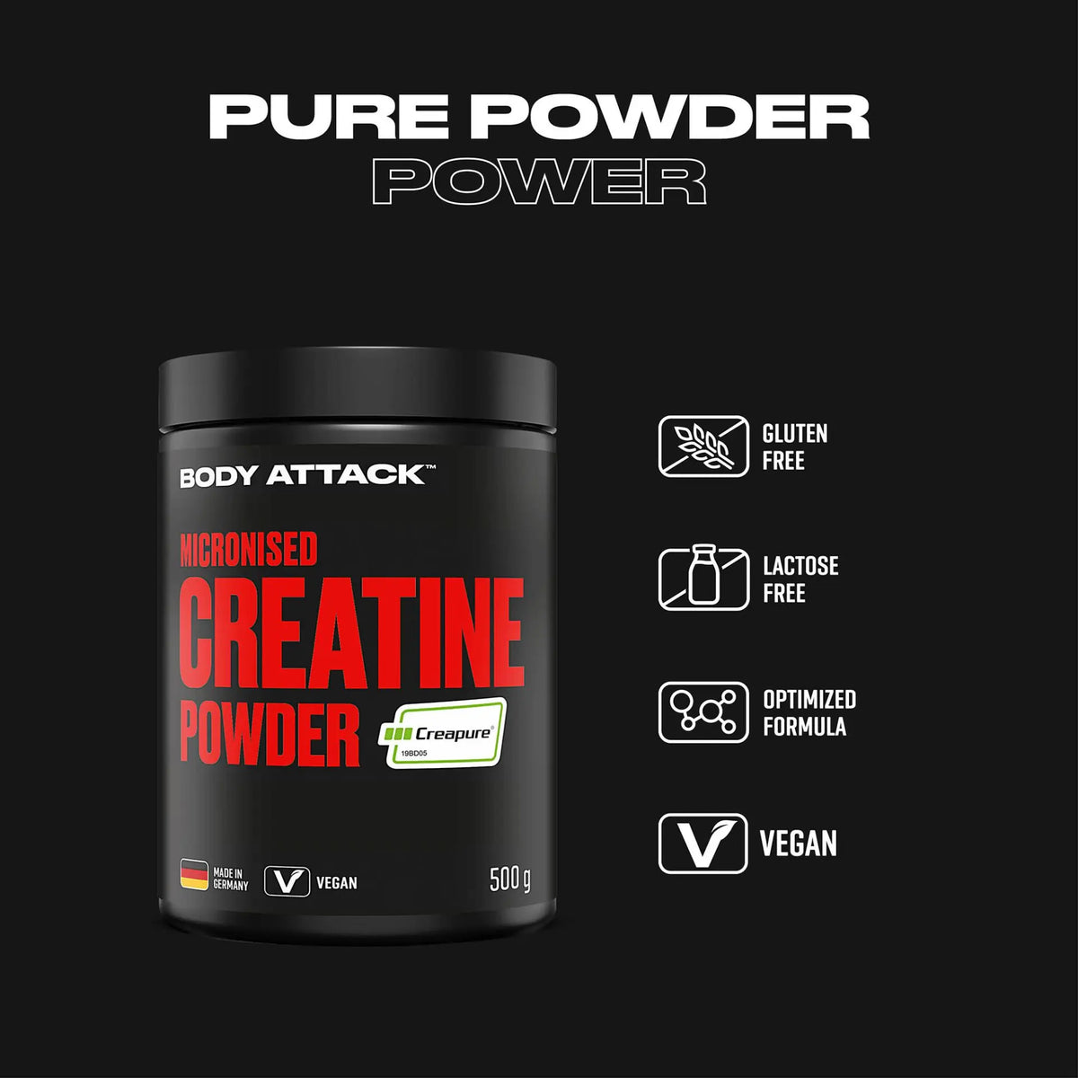 Body Attack Micronised Creatine Powder (Creapure®) 500 g