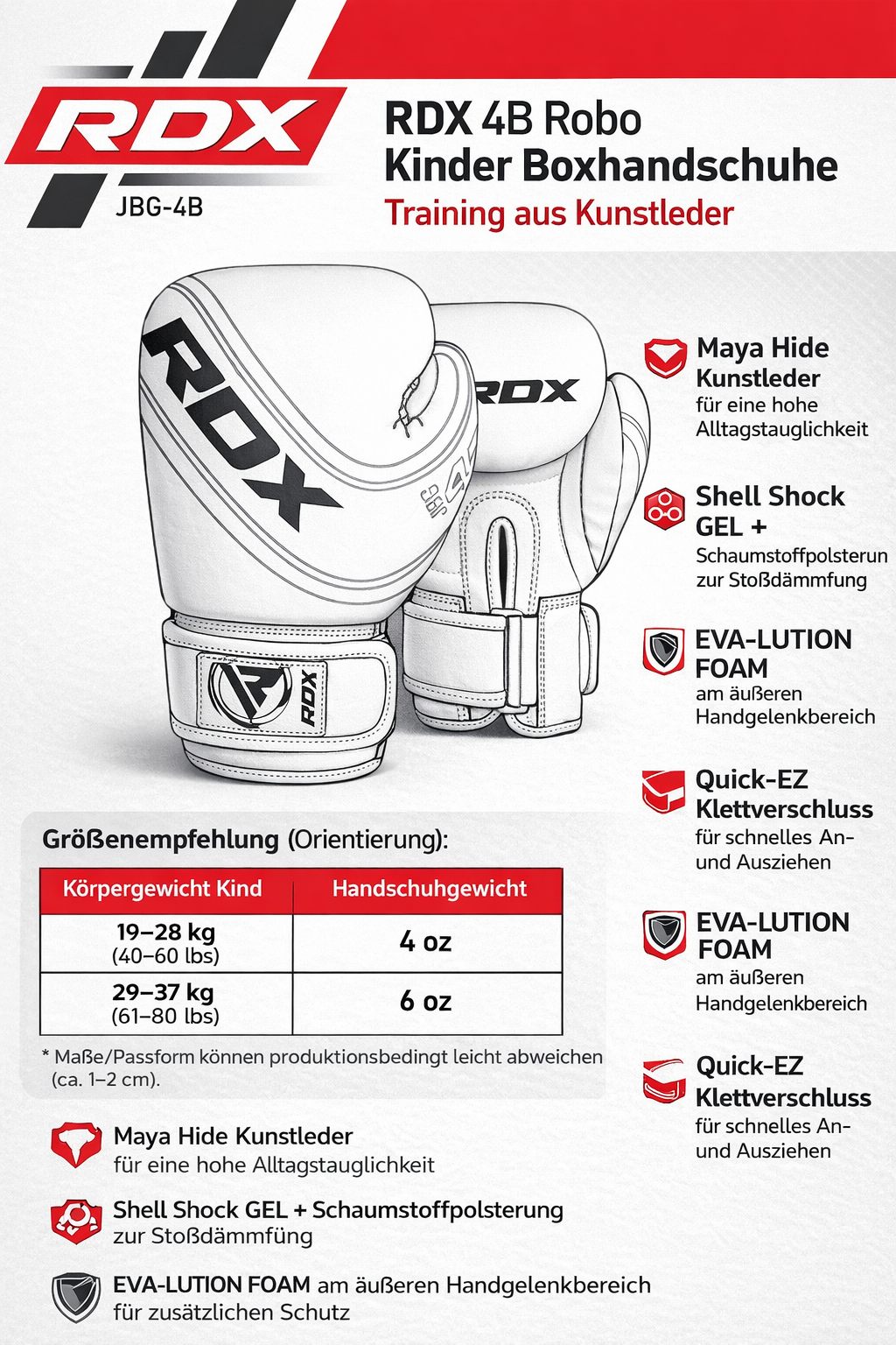 RDX 4B Robo Kinder Boxhandschuhe Training aus Kunstleder (4–6 oz)