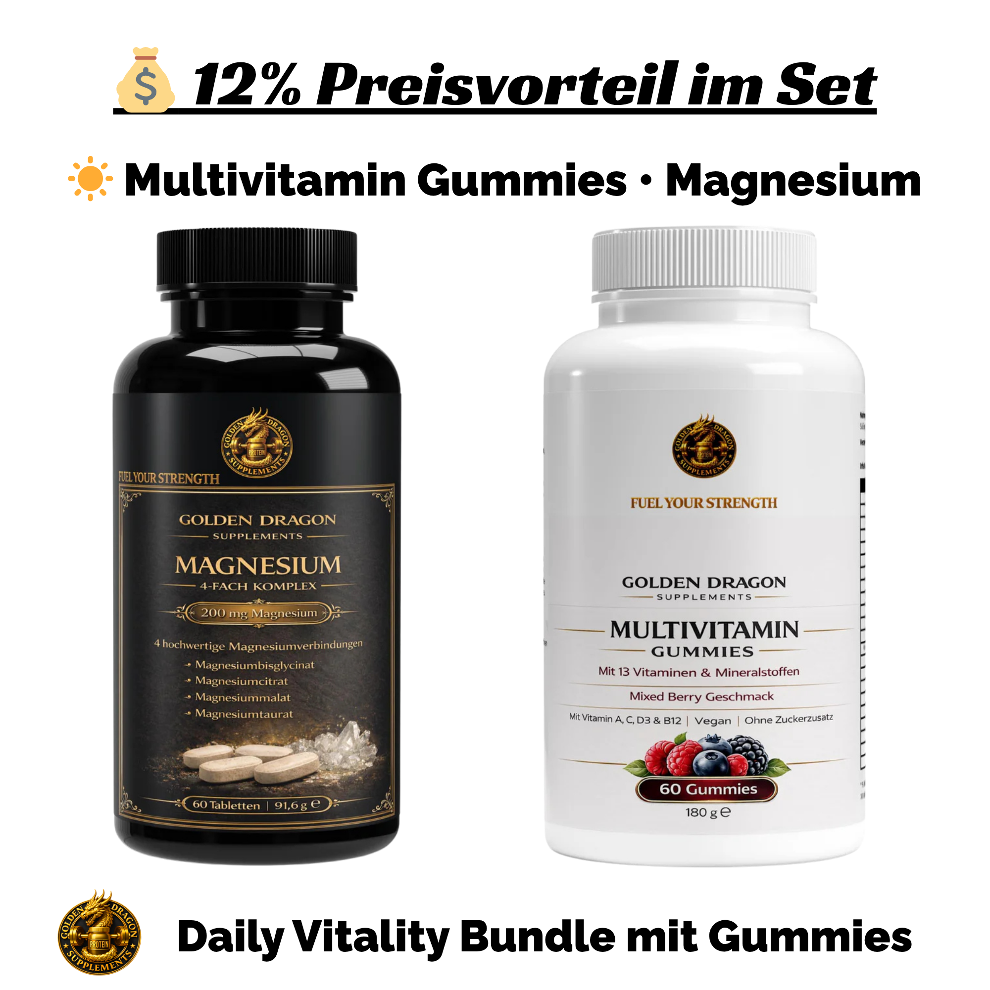 Golden Dragon Daily Vitality Bundle – Multivitamin & Magnesium Komplex