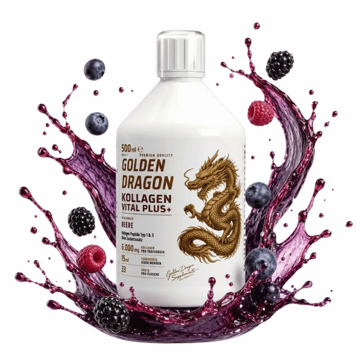 Golden Dragon Kollagen Vital PLUS+ Shots – Beerengeschmack