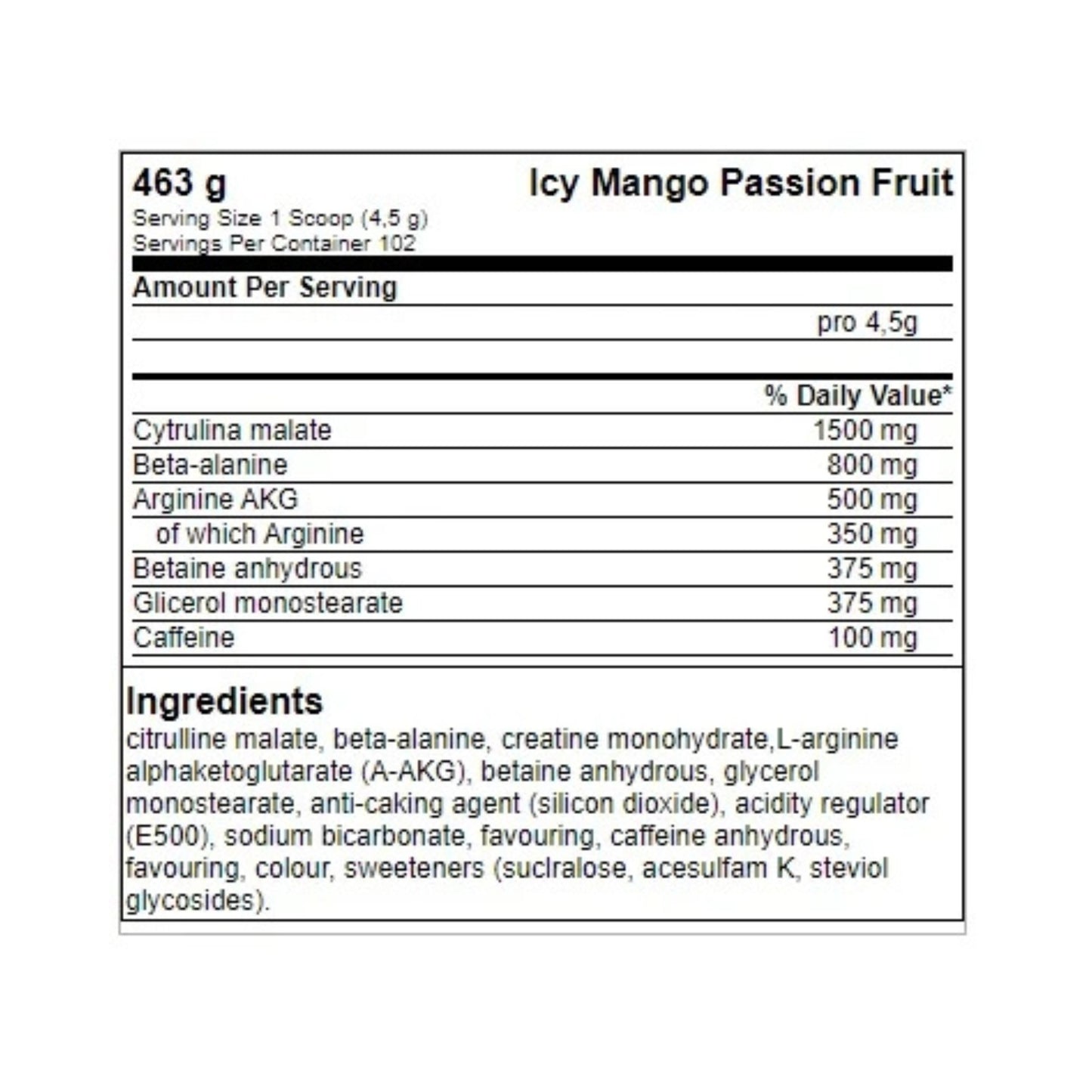 FA Nutrition ICE Pump Pre-Workout - 463g