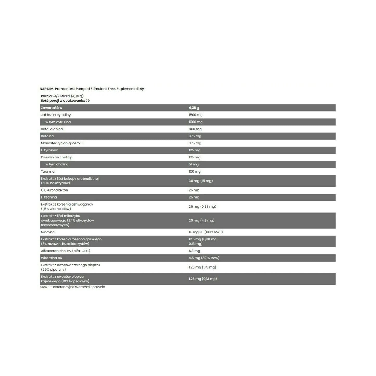 FA Nutrition Napalm PreContest PUMPED STIMFREE - 350g