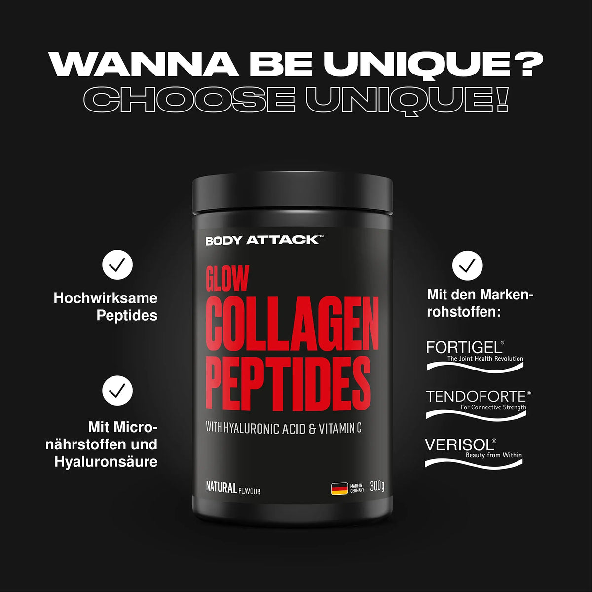 Body Attack Glow Collagen Peptides 300 g