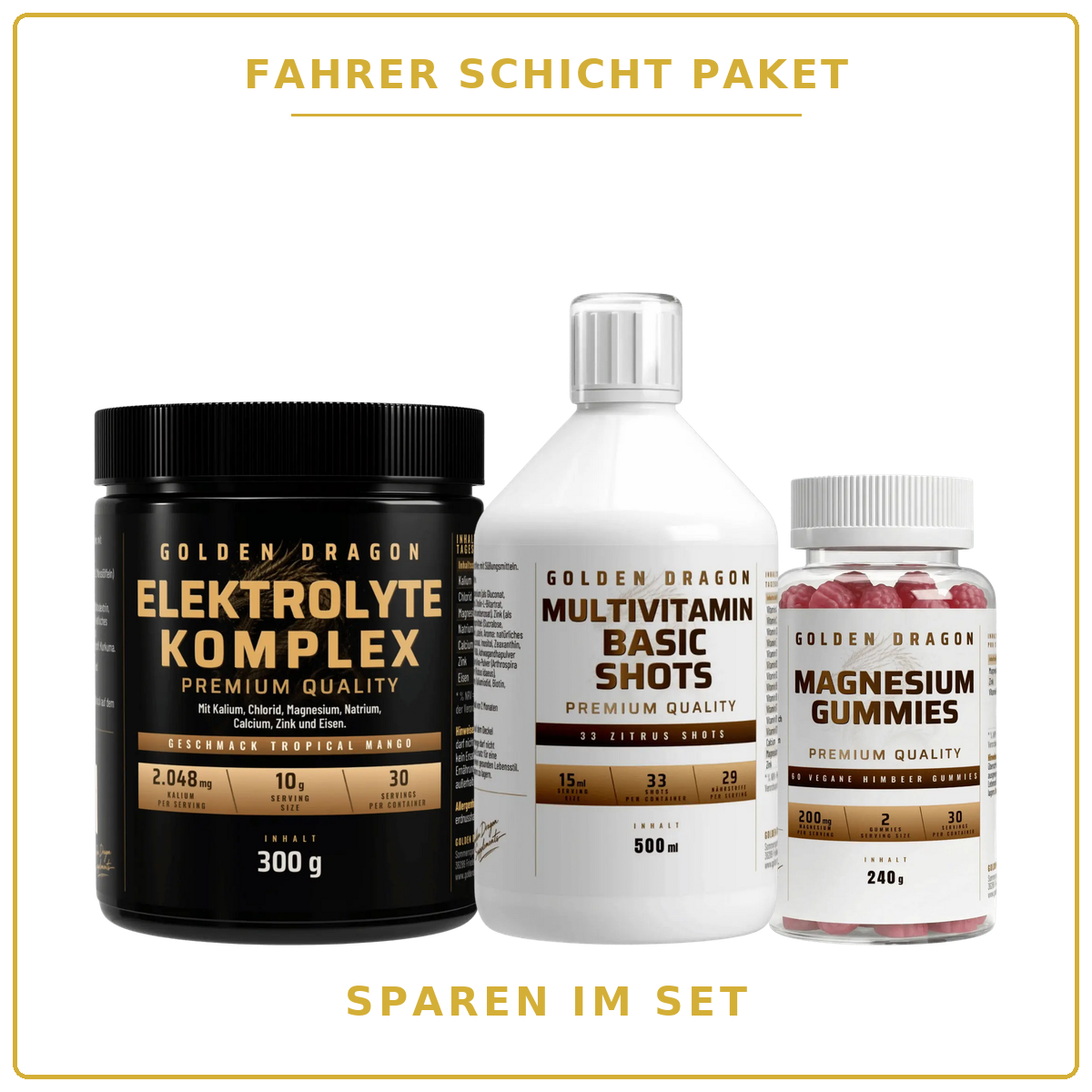Golden Dragon Fahrer Schicht Paket – Elektrolyte, Vitamine & Magnesium