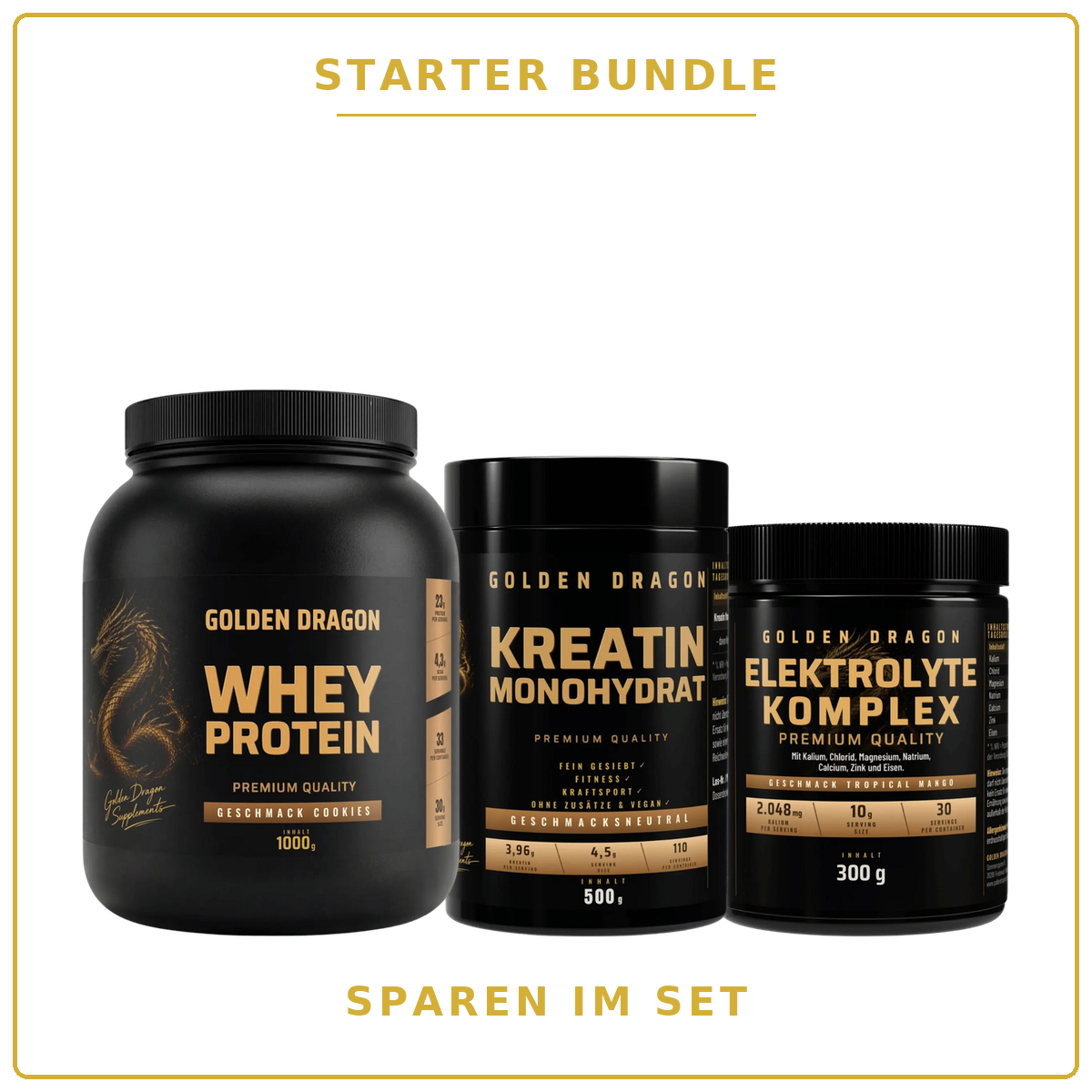 Golden Dragon Starter Bundle – Whey, Kreatin & Elektrolyte