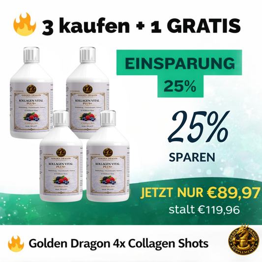 Golden Dragon Collagen Shots 4er Bundle (3+1 Gratis)