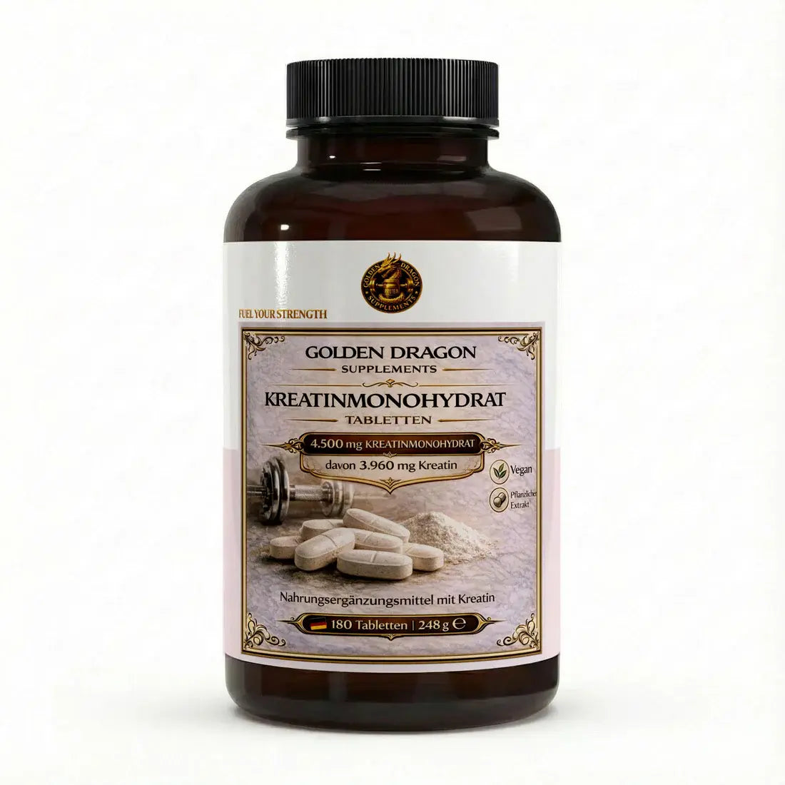 Golden Dragon Kreatin Monohydrat - 180 vegane Tabletten - 248g