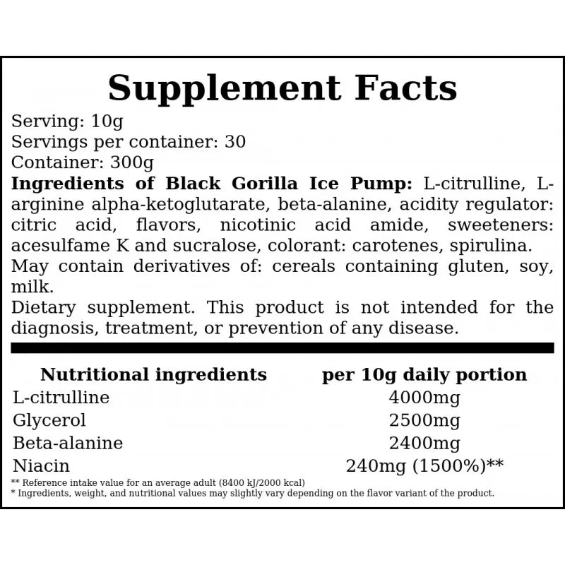 Activlab Black Gorilla Ice Pump Pre-Workout 300g