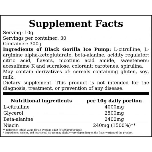 Activlab Black Gorilla Ice Pump Pre-Workout 300g