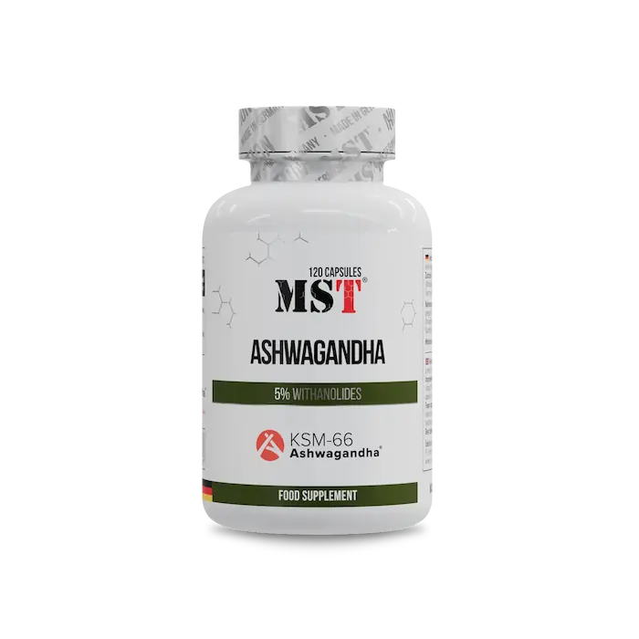 MST Ashwagandha KSM-66 Dose mit 120 Kapseln, 5 % Withanolide