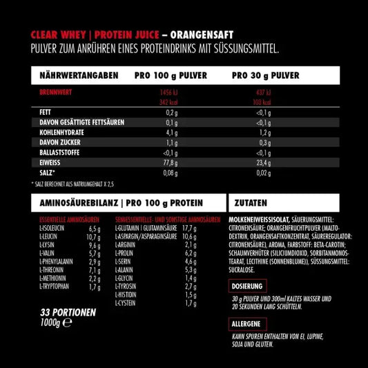 Big Zone Clear Whey Protein Juice 1000g Beutel