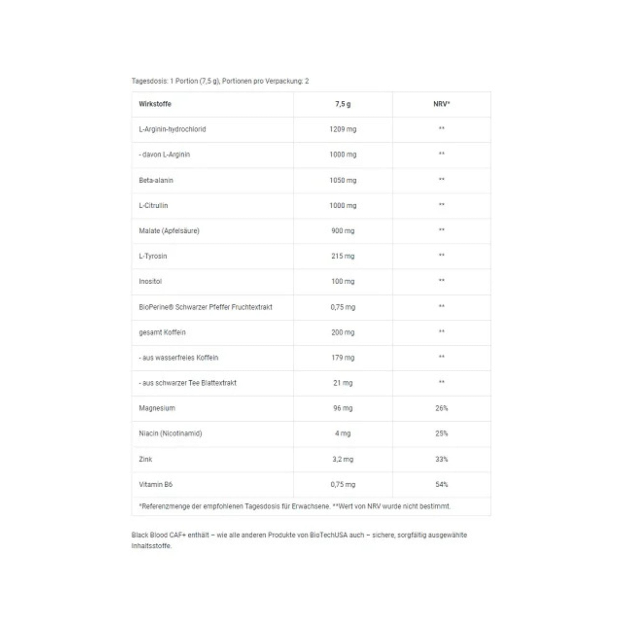 BioTech Black Blood CAF+ 300g